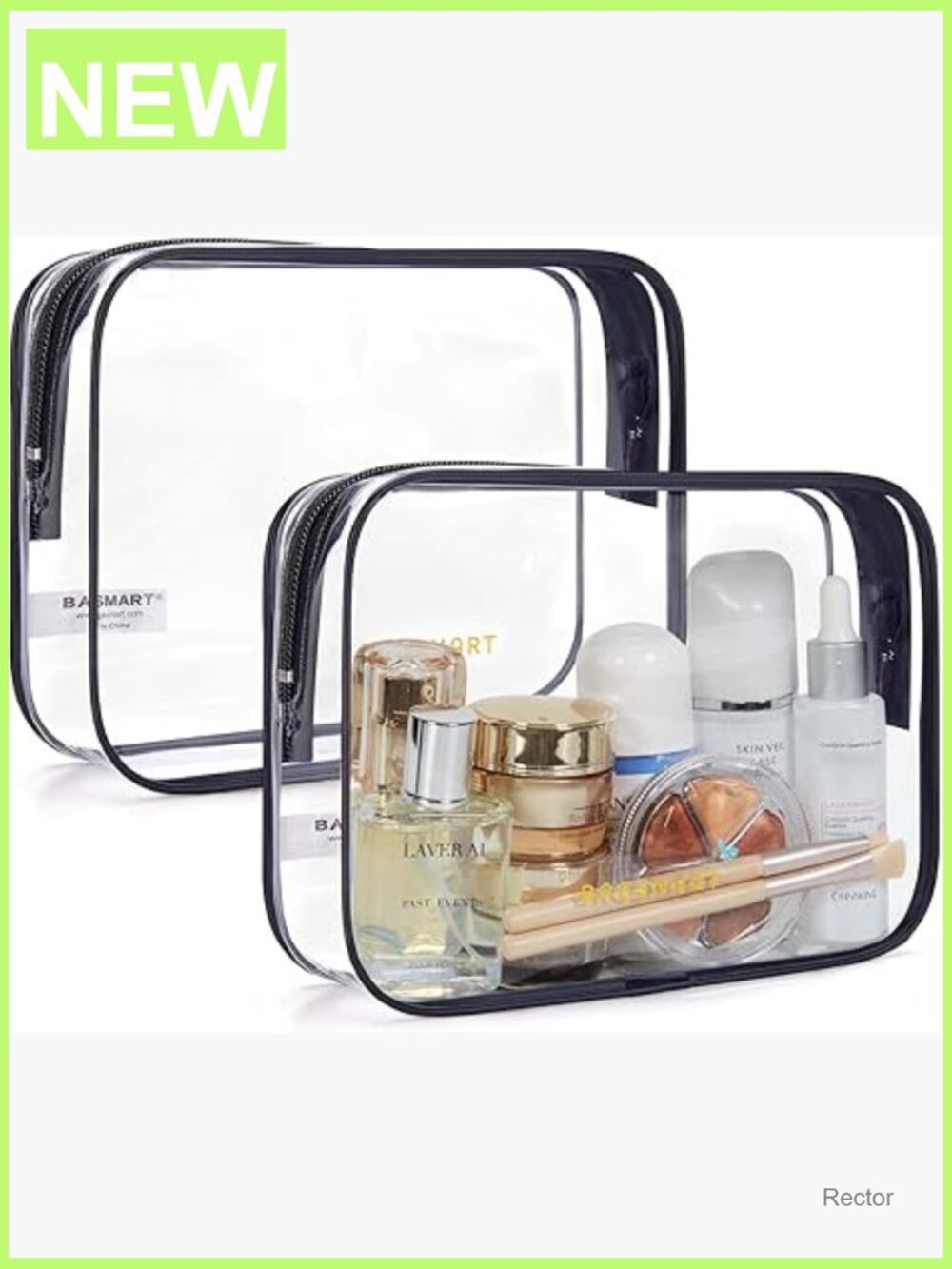2 Pack TSA Approved Clear Toiletry Bag Travel Size Quart Bags
